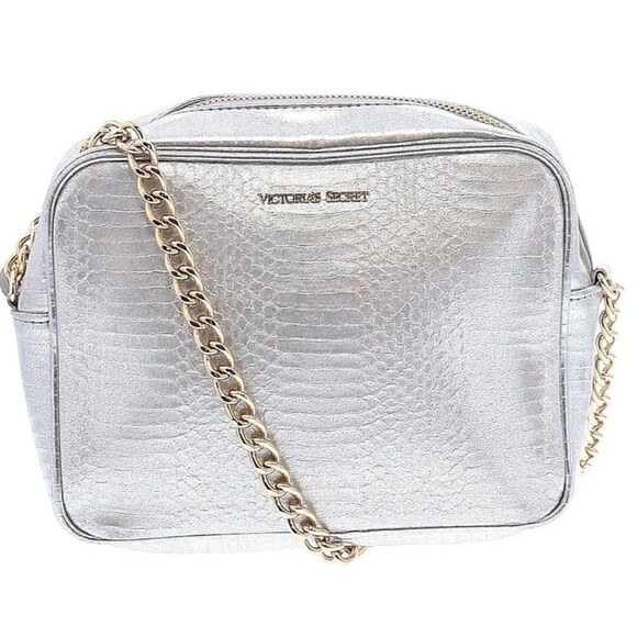 Victorias Secret Purse Crossbody Bag Silver Gold Chain  Snake Metallic - Picture 1 of 7